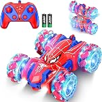 Spider Remote Control Cars for Kids, BoysToys RC Stunt Cars 360°Rotating 4WD Double Sided 2.4Ghz Remote Car with Cool Lights Rechargeable Gifts for Boy Age 3 4 5 6 7 8 9