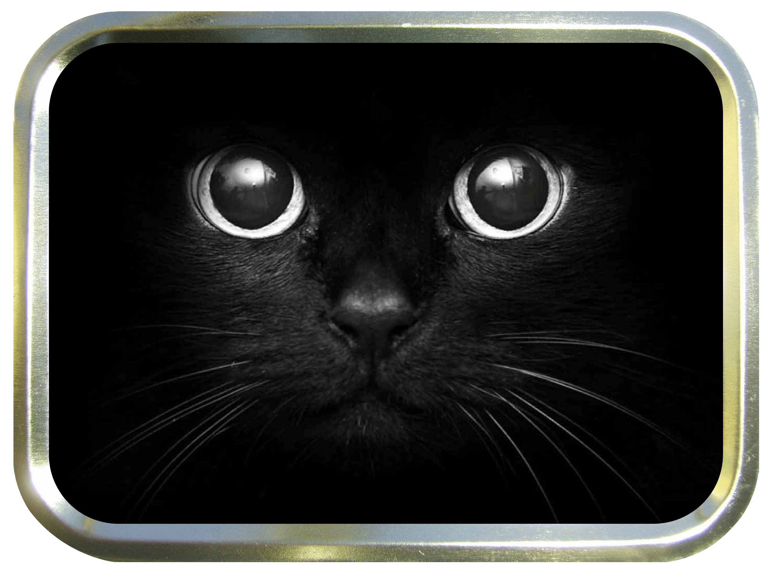 BLACK CATS EYES 2oz GOLD TOBACCO TIN,BACCY TIN,PILL TIN,FISHING TIN