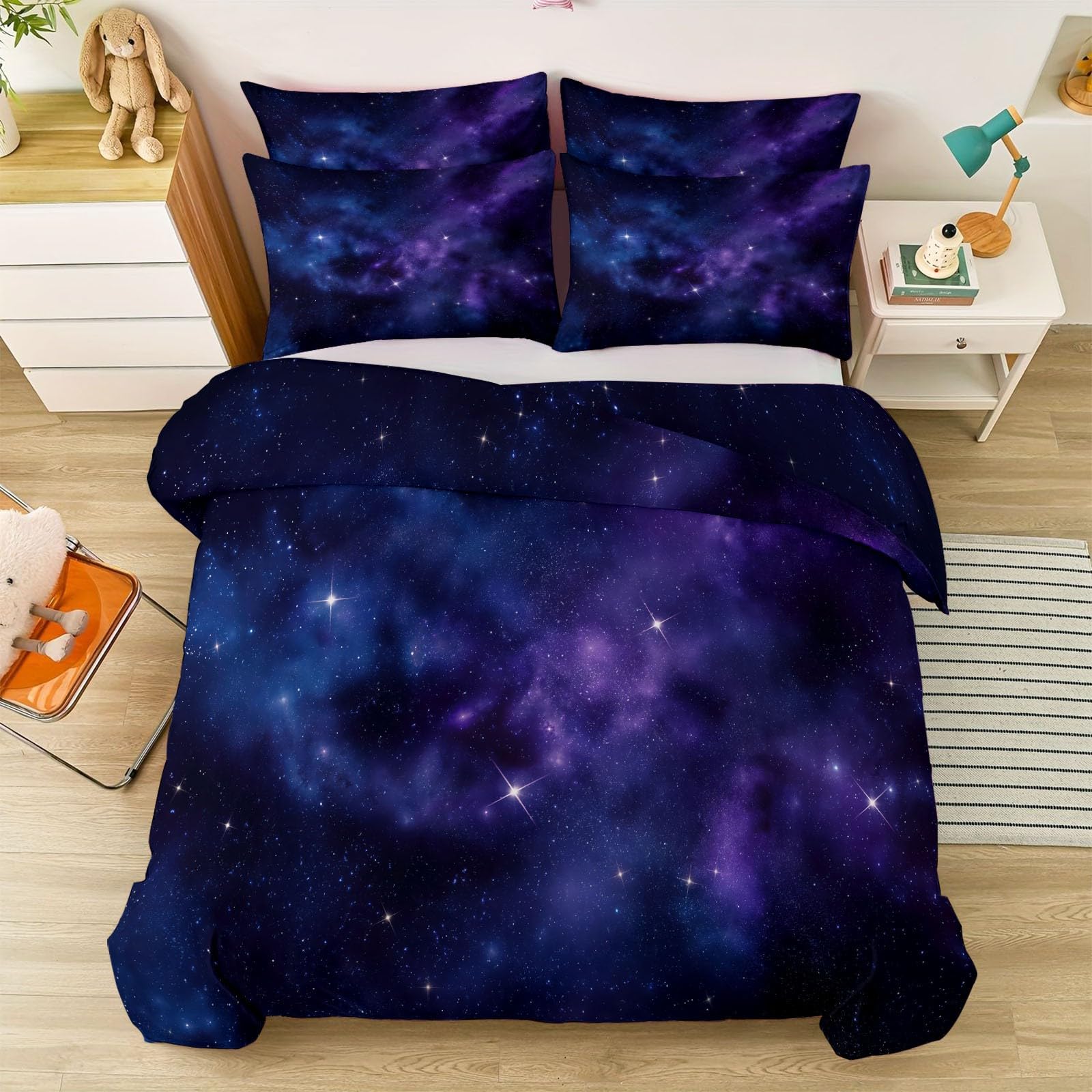 Housse de couette ciel étoilé réversible pour illuminer la chambre des ados