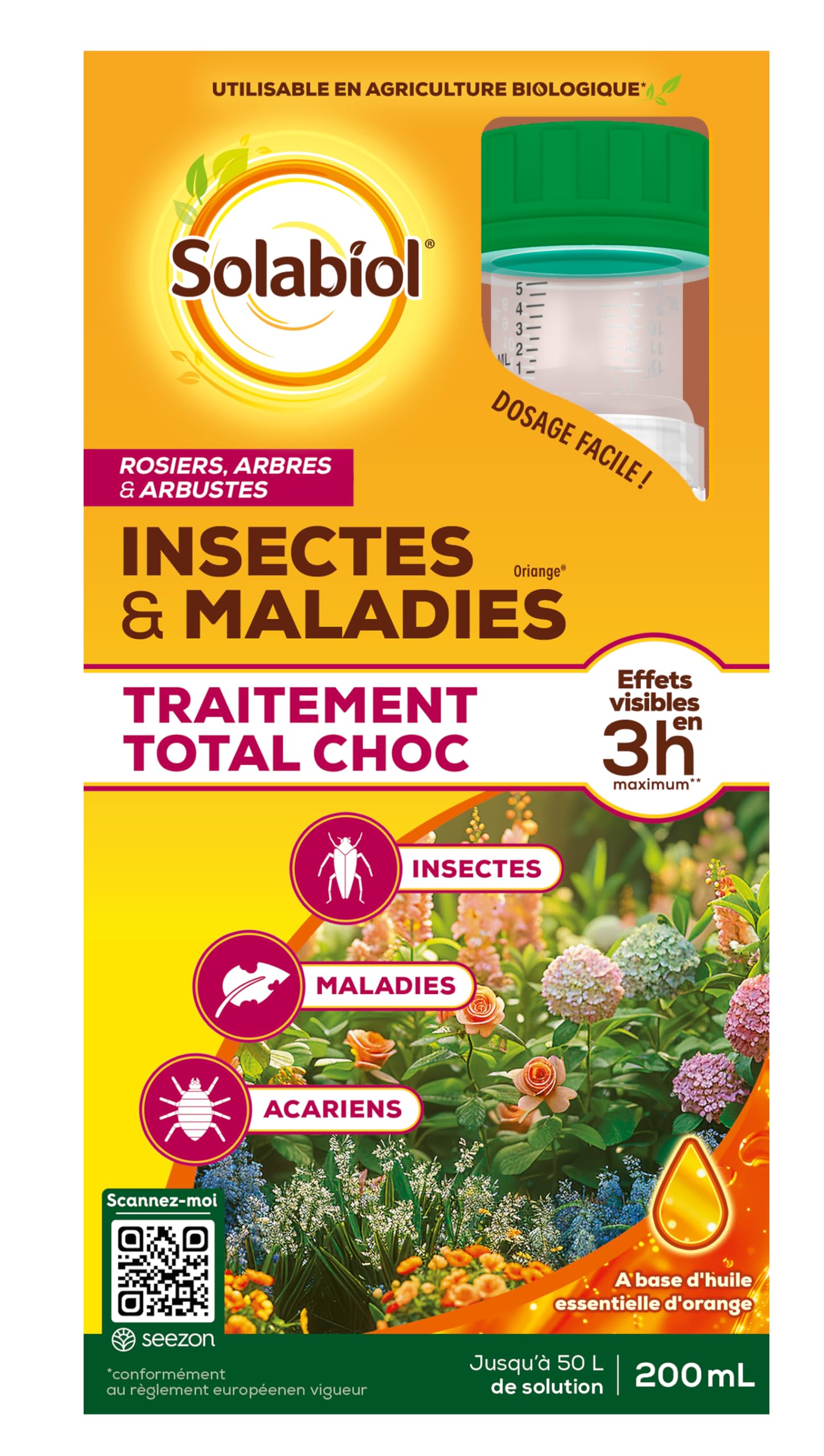 SOLABIOL Engrais Rosiers Arbustes Fleurs Traitement Insectes Maladies Nutrition Longue Durée Protection