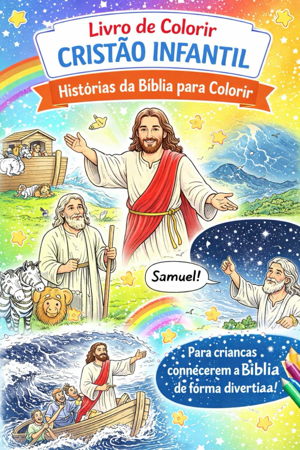 Livro com 75 desenhos cristãos para colorir
