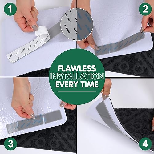 Miniatura 3 de Almohadillas antideslizantes para alfombras 17 adhesivos de sujeción reutilizables para esquinas de alfombras, antideslizantes, para pisos laminados