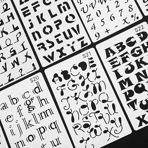 Miniatura 2 de COHEALI 24 plantillas de pintura huecas, plantillas de números de letras del alfabeto, para diario, diario, álbumes de recortes, plantillas para