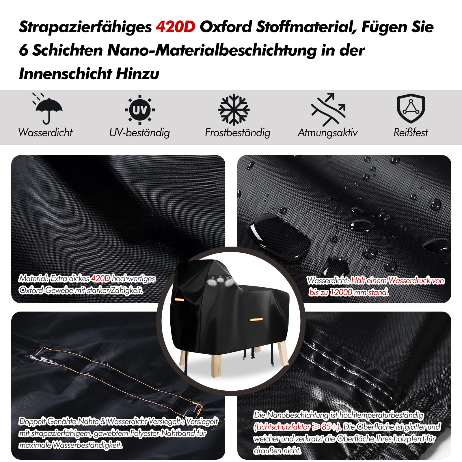 Copertura Impermeabile Per Cavallo A Dondolo In Legno – Tessuto Oxford 420D Con Strisce Riflettenti