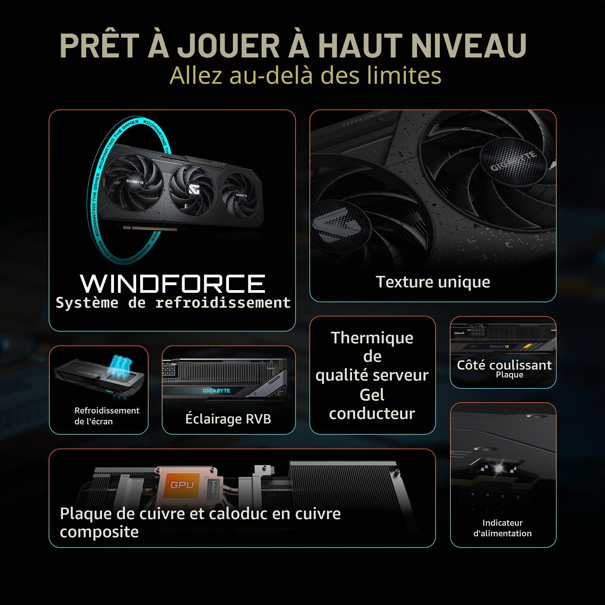 GIGABYTE Radeon RX 9060 XT Gaming OC 16G Carte Graphique PCIe 5.0 16 Go GDDR6 GV-R9060XTGAMING OC-16GD