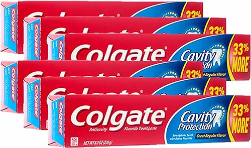 Colgate Cavity Protection - Pasta de dientes con flúor, sabor regular, 8 onzas, paquete de 6
