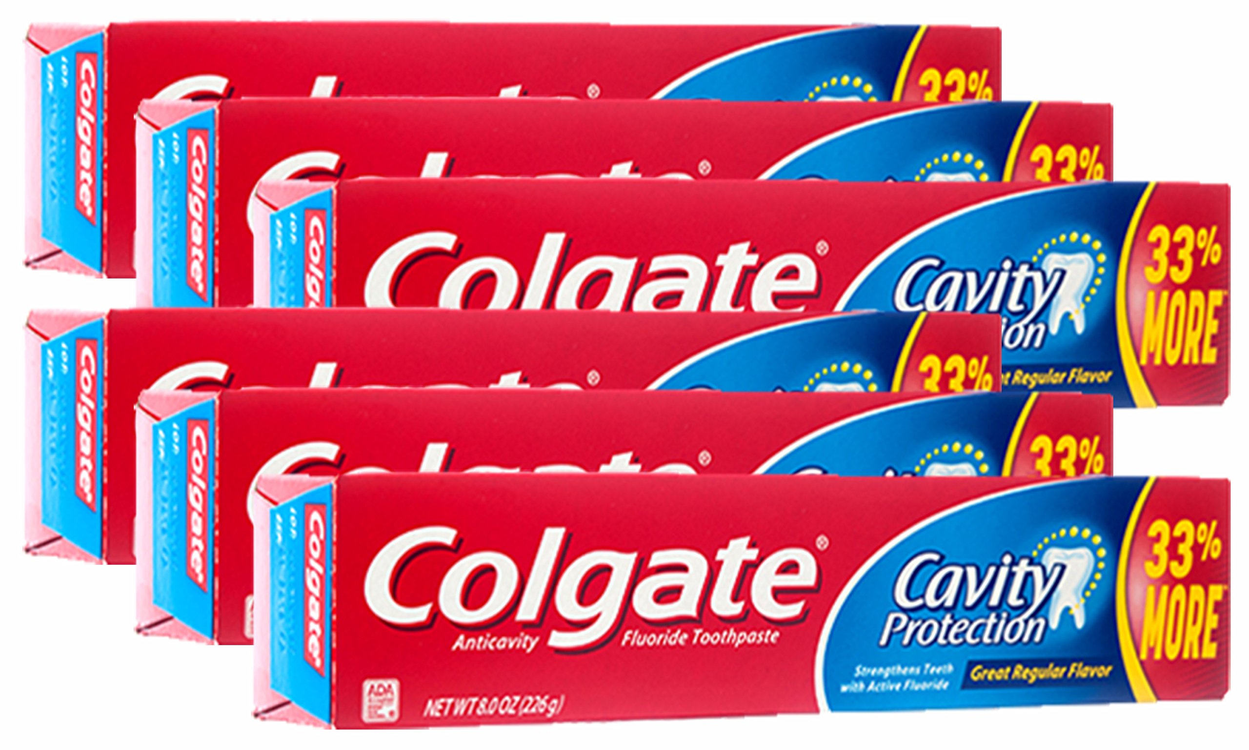 Cavity Protection Fluoride Toothpaste Regular Flavor - 8 oz, Pack of 6