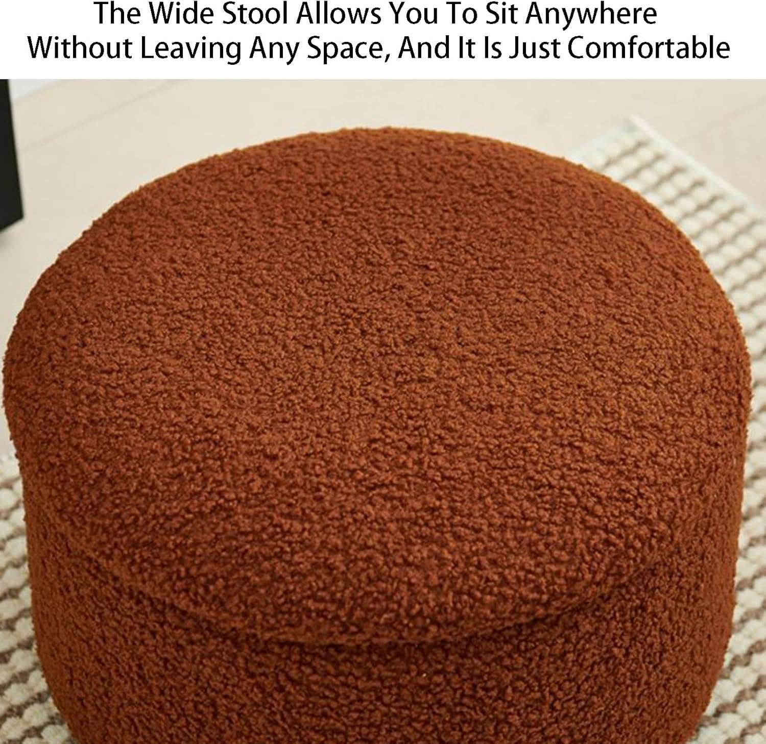 フットスツール、丸型収納靴交換用スツール、豪華な仕上げ、回転キャスター、寝室に最適(Color1)