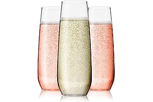 Unbreakable Acrylic Champagne Glasses, Heavy Duty Plastic Stemless Glassware for Cocktails &...