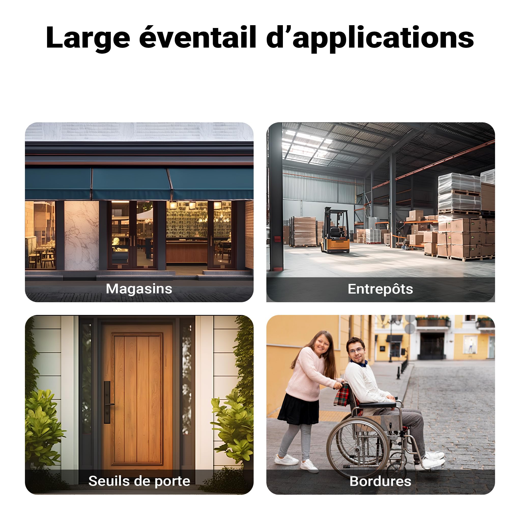 Wiltec Rampe d’accès – 902 x 620 x 102 mm – Capacité Max. 50 t – en Caoutchouc – Handicapés, Fauteuil Roulant & Déambulateur – Surface antidérapante