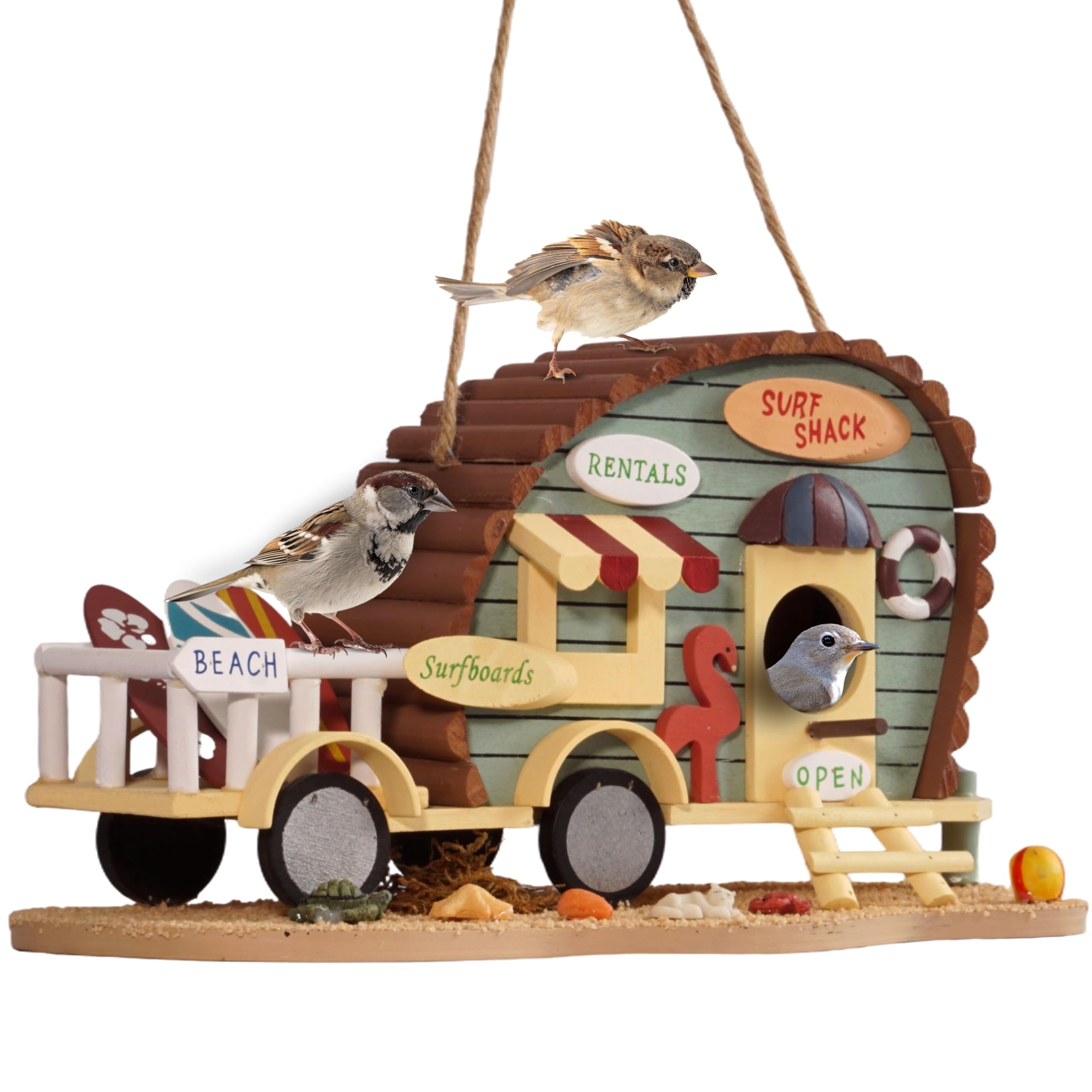 MIXUMON Bird Houses for Outside, Outdoor Bird House for Bird Families Bluebird Sparrow Finch Cardinals Hanging Birdhouse for Garden.