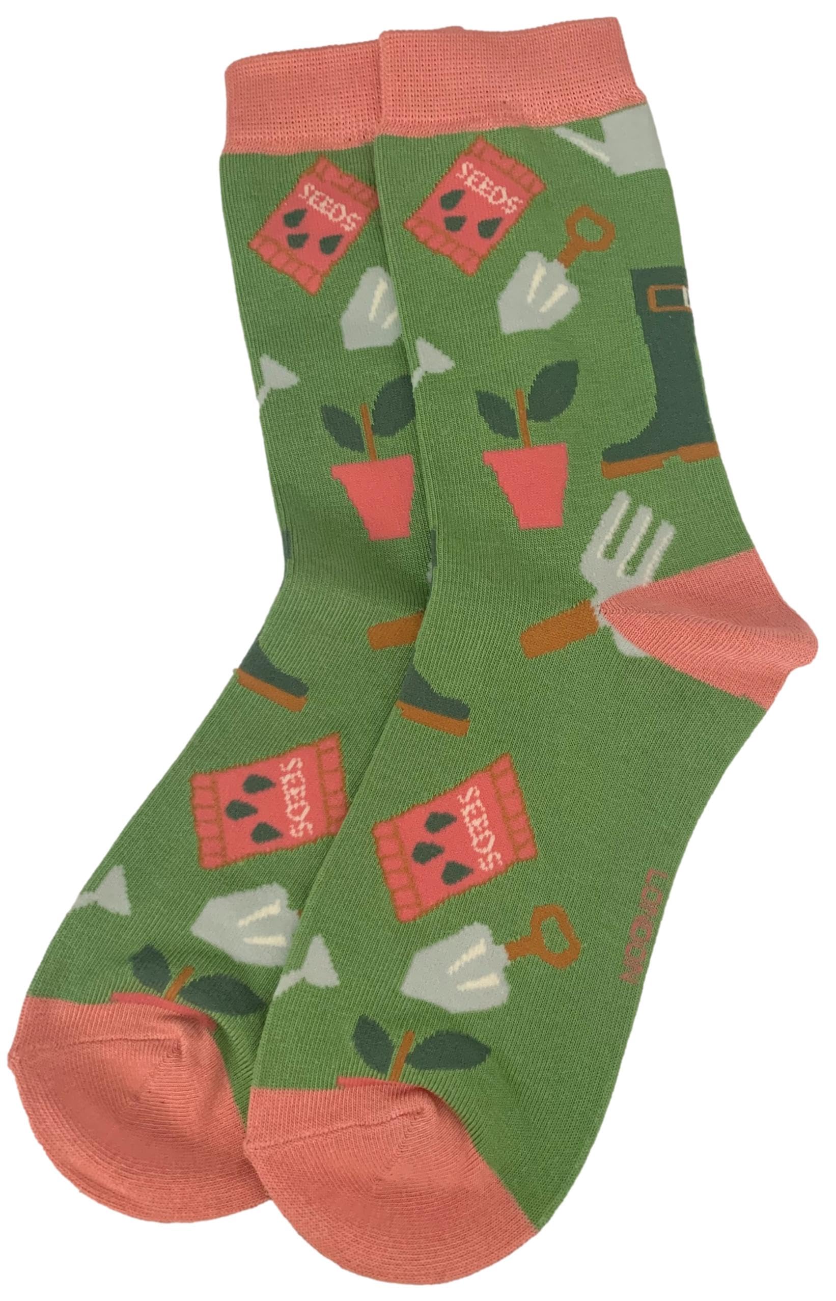 Purple Possum Women's Green Purple Possum® Socks Gardener Socks Gardening Themed Fun Novelty Bamboo Cotton Blend Socks (Green) 1 Pair Size 4 To 7