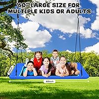 Vista 6 de Trekassy Columpio gigante para árbol de plataforma de 700 libras de 60 pulgadas para niños y adultos, impermeable, con marco de acero duradero y 2