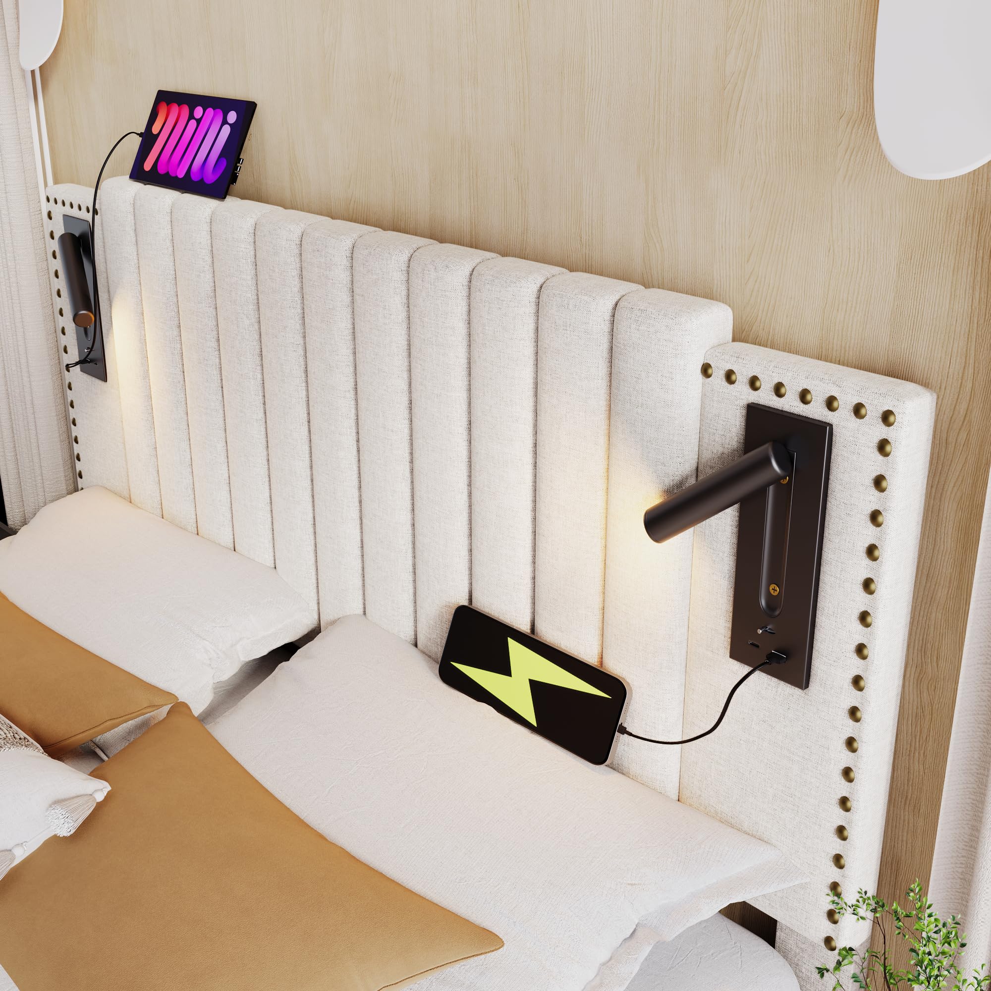 Polsterbett 180x200 Mit LED & Stauraum - Hydraulik Bett Mit USB Ladeport