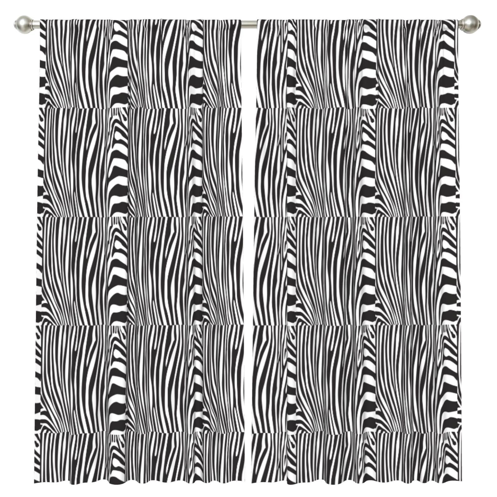 InOmak Animal Zebra, 2 Panels Window Curtains 52 x 84 Inch Blackout Curtains for Living Room Bedroom