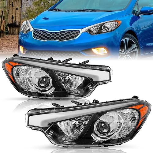 Conjunto de faros halógenos compatible con Kia Forte, Forte Koup, Forte5 2014, 2015, 2016, faros delanteros halógenos para pasajeros y conductores