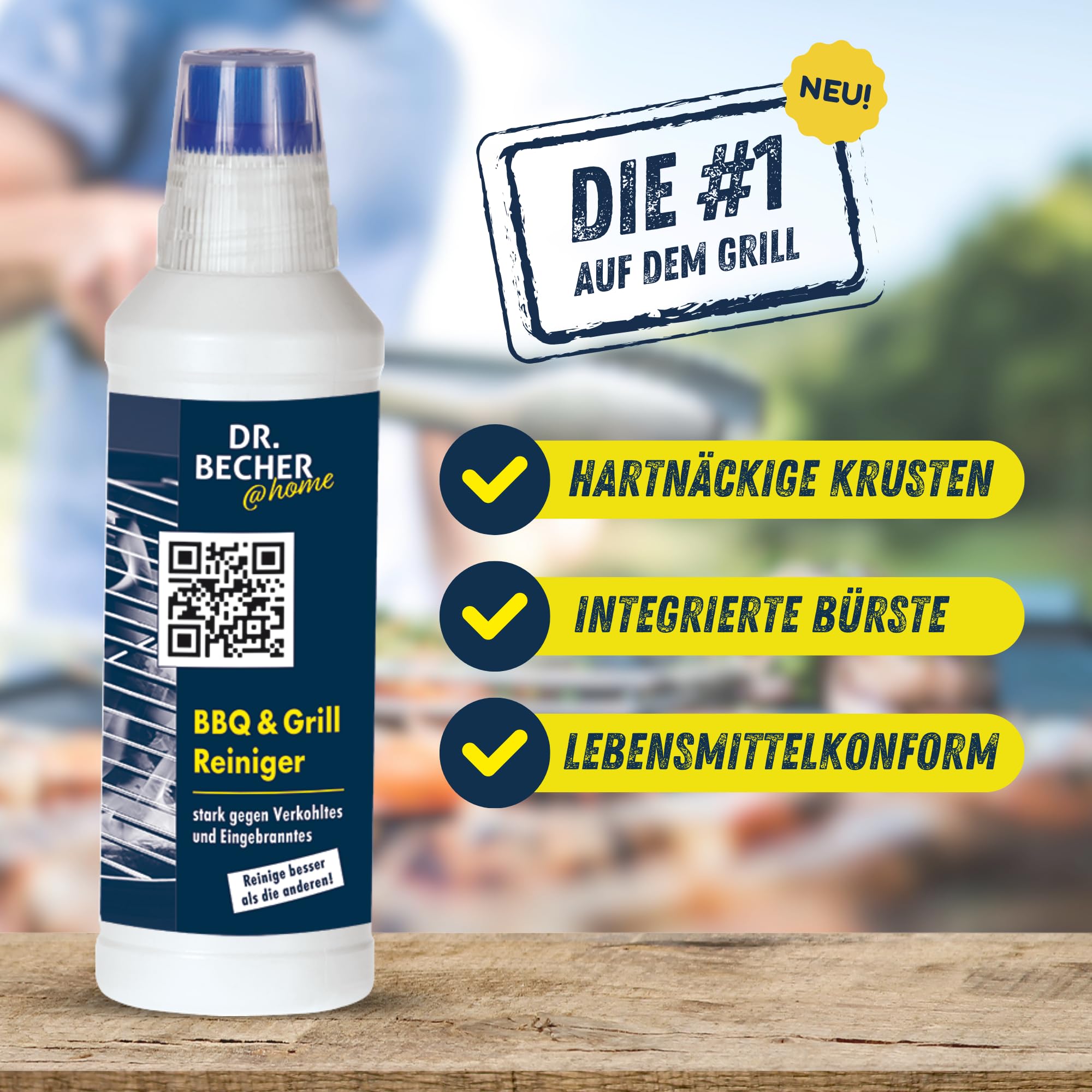 DR.BECHER @home Vorteilspack BBQ & Grill Reiniger Gel - Entfernt eingebrannte Verkrustungen zuverlässig und selbsttätig - Ideal für Edelstahlbleche, Grillroste und feuerfestes Glas 8x 500ml