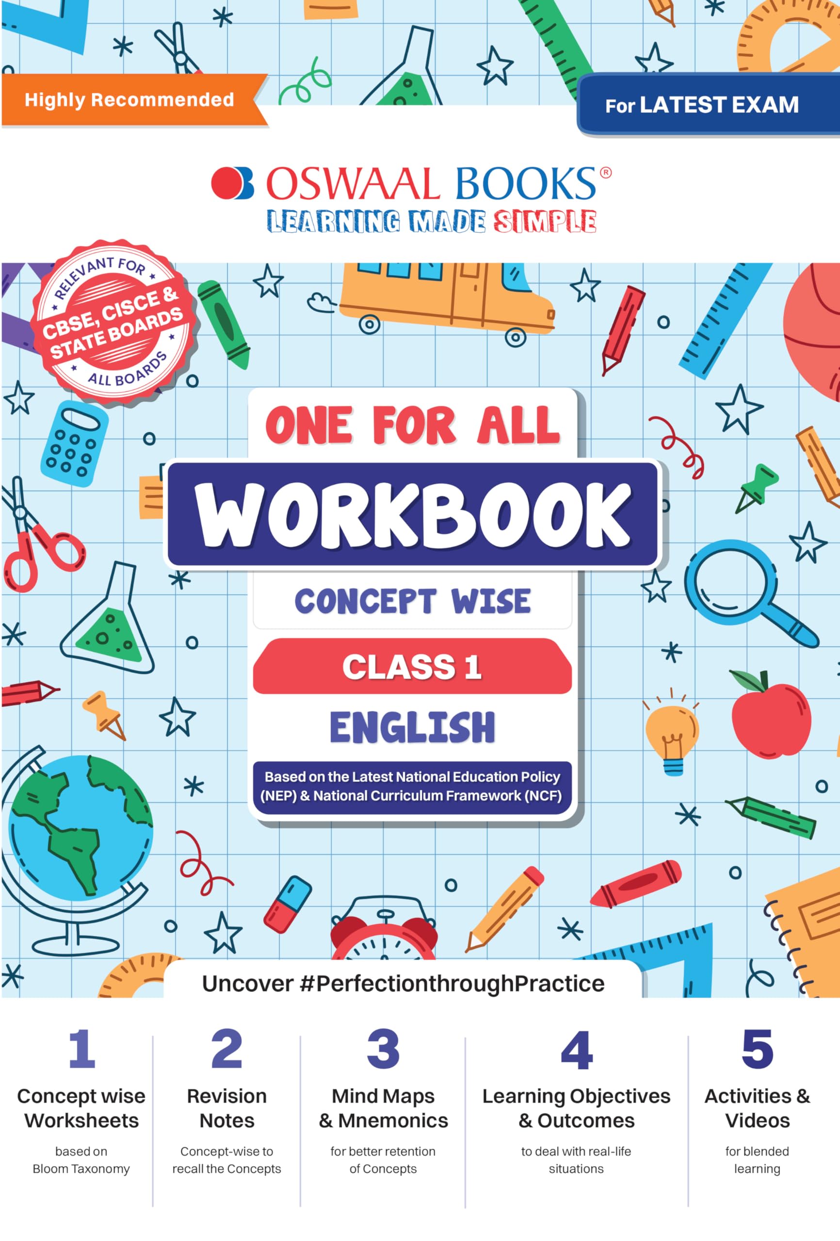 Oswaal One For All Workbook | Concept Wise Class-1 English Book | For Latest Exam