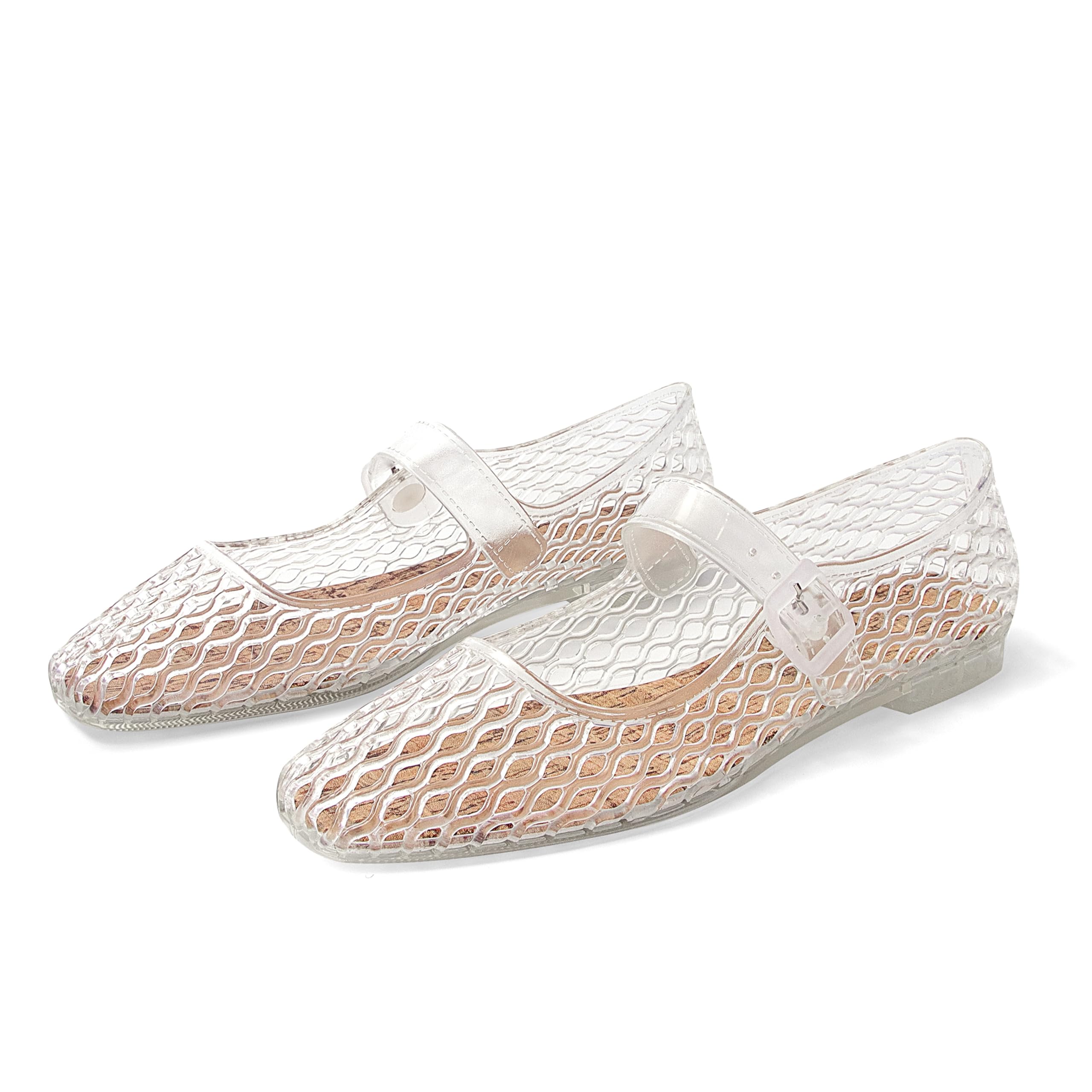 DOEYG Jelly Mary Ballet Flats for Women Jelly Sandals Shoes Women Beach Jellies Mary Jane Flats Ballerina Shoes