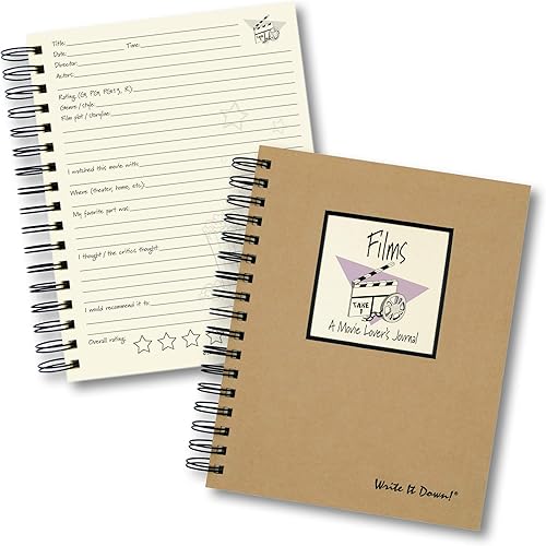 Write it Down Series by Journals Unlimited, Guided Journal, Películas, Diario para amantes de la película, tamaño completo de 7.5 x 9 pulgadas, tapa