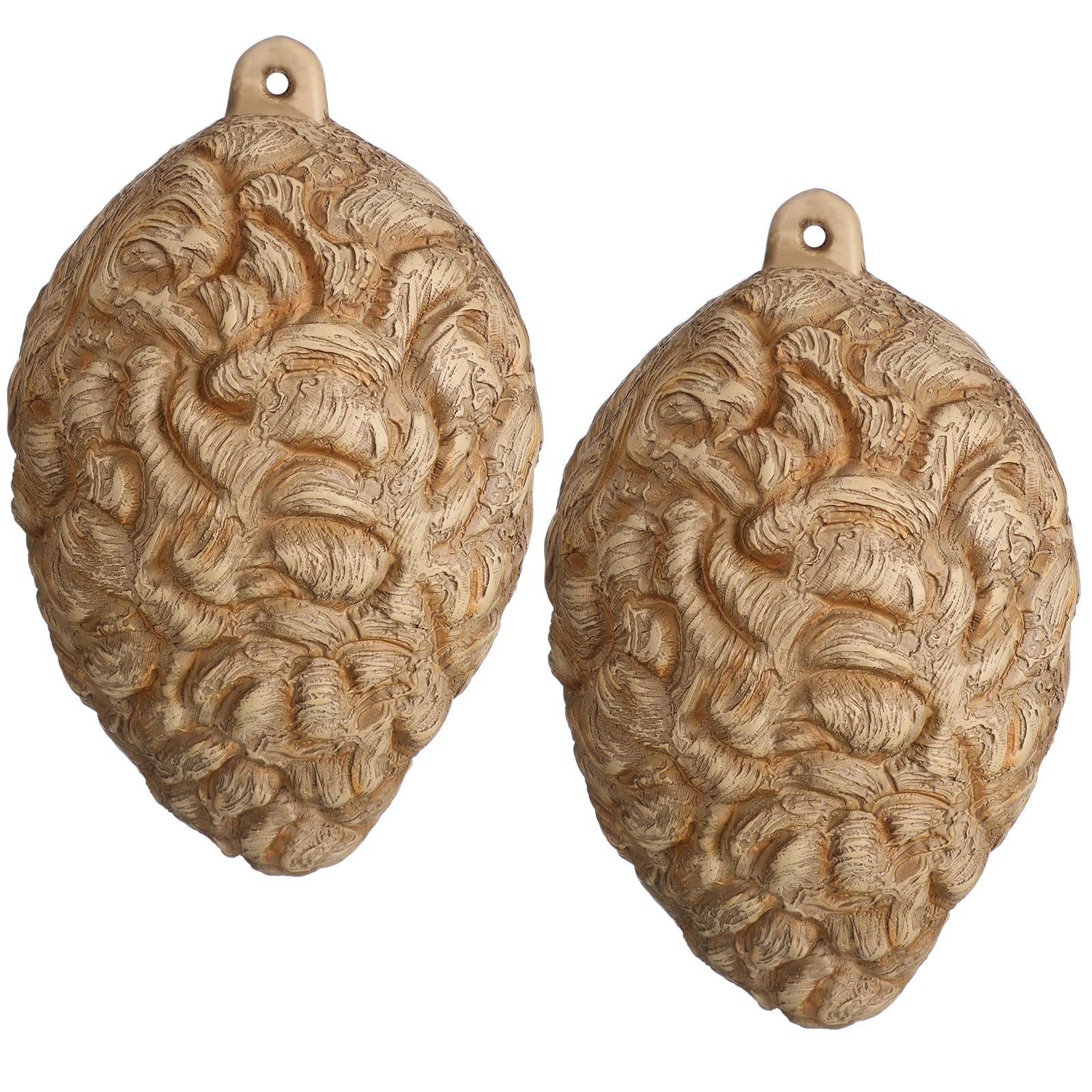 Qualirey Lot de 2 leurres de nid de frelons en latex synthétique à suspendre pour cour, maison, extérieur - 25,4 x 35,6 cm