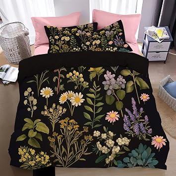 Country Style Aesthetics Duvet Cover 100% Microfiber Queen Size Bat Bedding Set for Boys Girls Comforter Cover Bedroom Decor 3Pcs Zipper Closure with 2 Pillowcases