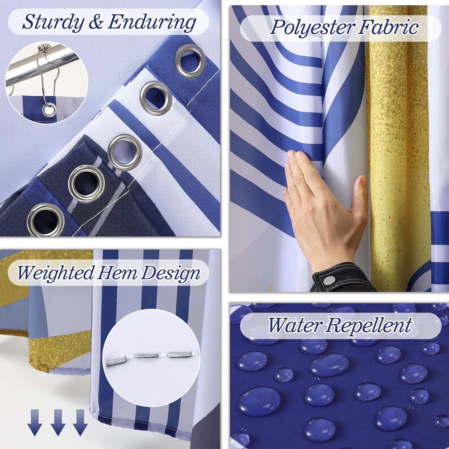 Bathroom Accessories Set - 27PC Bathroom Sets with Shower Curtain and Rugs, Blue Bathroom Set, Navy Blue Bathroom Accessory Set with Trash Can, Toilet Brush & 3 PC Soap Dispensers