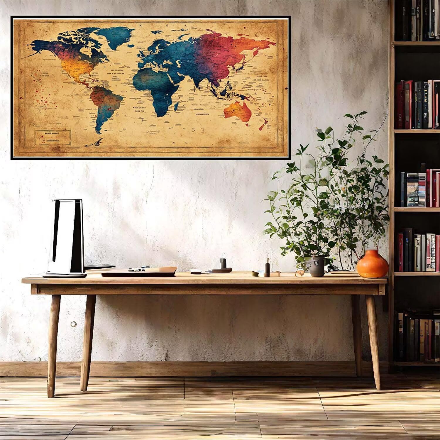 Dipingere con i Numeri Mappa del mondo , XXL Dipingere con i Numeri Adulti, kit di Pittura Acrilica Fai-da-Te Bambini, Principianti Semplice Dipinto Tela, Decorazioni Casa Artigianato 60x120cm w-808