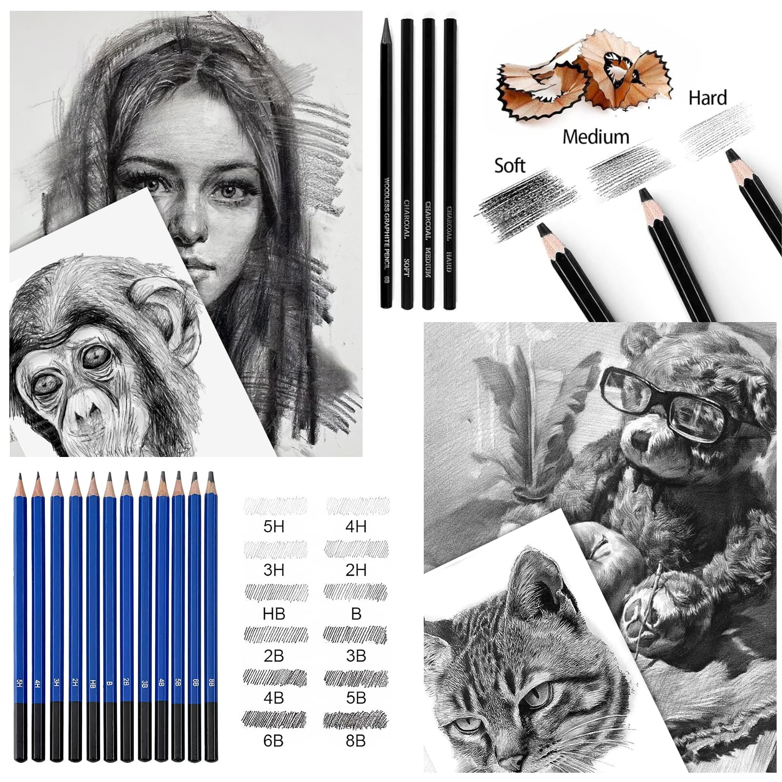 Spardar 145 Teiliges Zeichenstifte Professionell Set, Zeichenset mit 120 Farbige Buntstifte, Kohlestiften, Graphitstift und Aufbewahrungstasche & Skizzenbuch A4, Geeignet für Anfänger & Profis