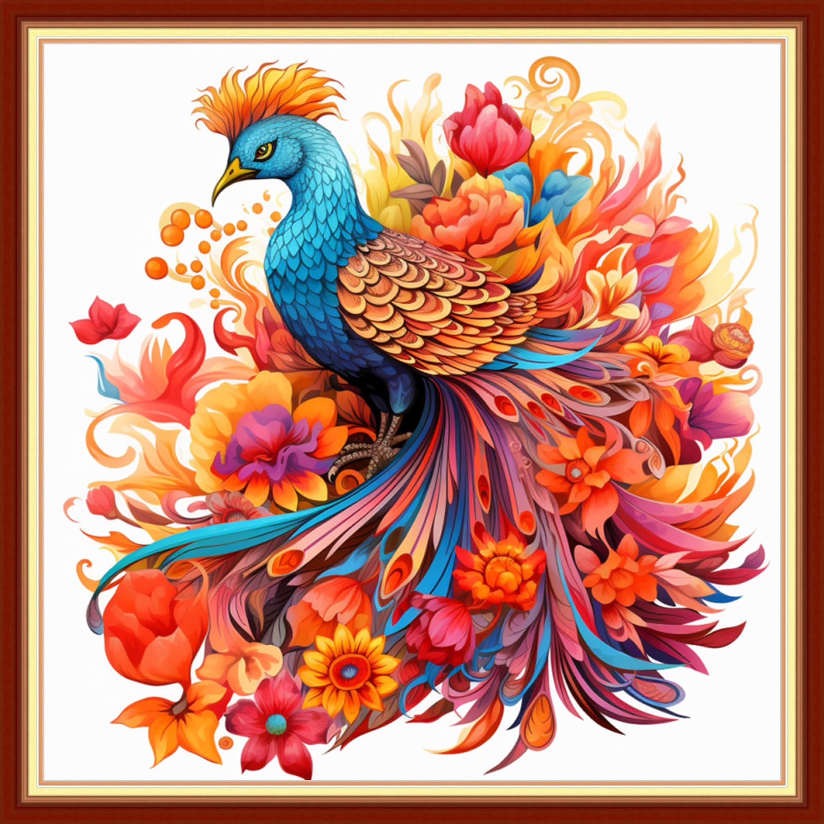 Funxvoot Stamped Cross Stitch Kits Beginners Full Range of Embroidery Kits for Adults 11CT Embroidery Patterns Needlepoint Kits Printed Cross Stitch Kits - (Colorful Phoenix 18x18 inchs)