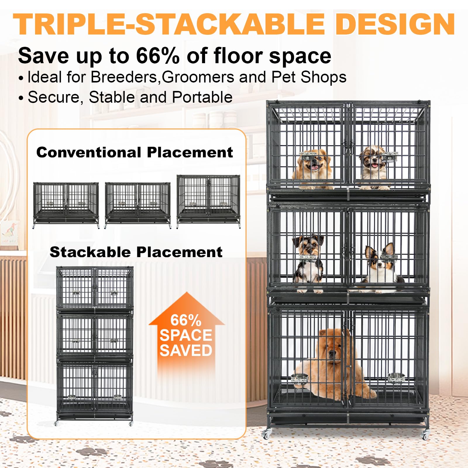 Amazon.com : Homey Pet 43 Inch Stackable Heavy Duty Dog Crate Cage