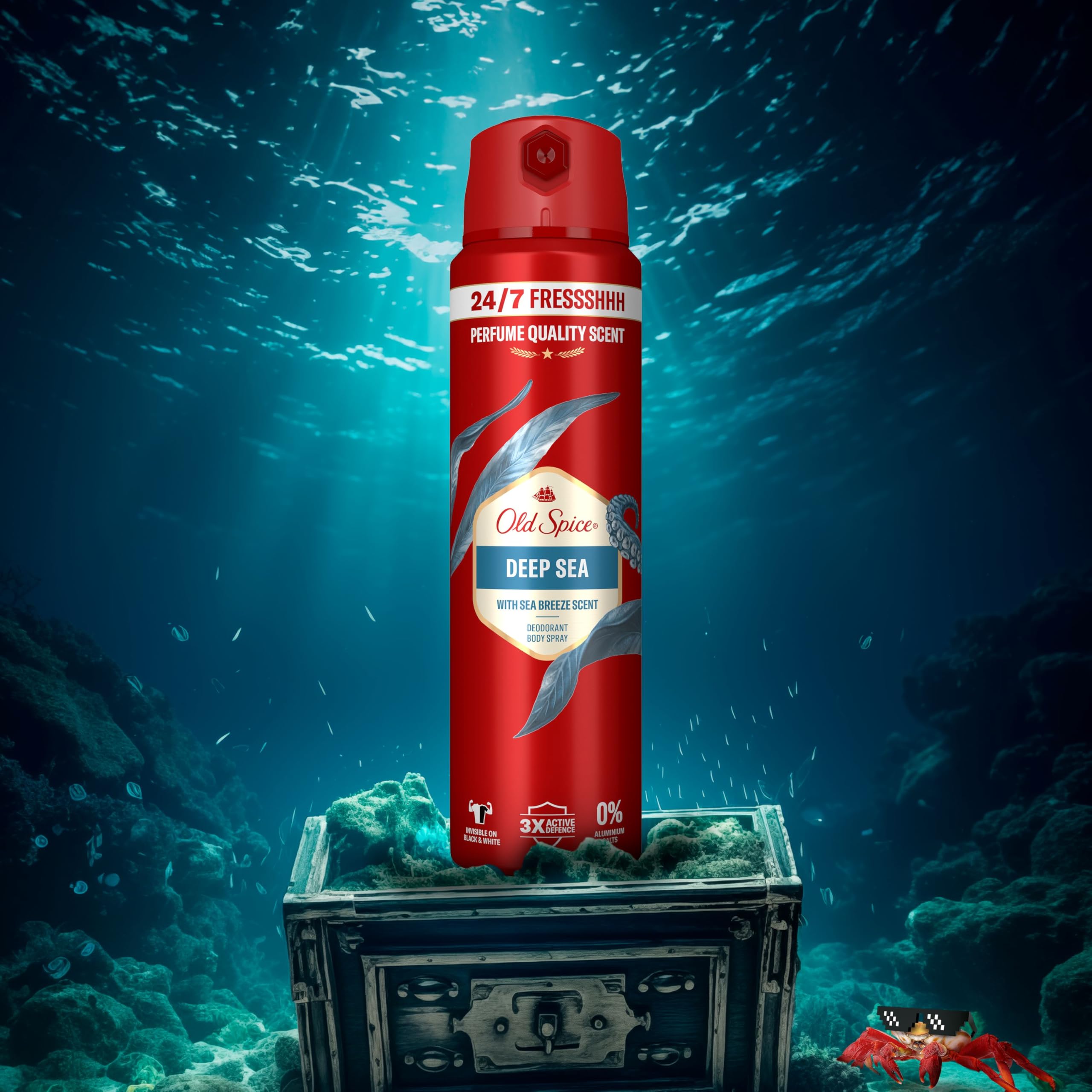 Old Spice Deep Sea Desodorante Corporal En Spray Para Hombres 150 ml, Fresco 24 Horas, Todos Los Días Con Uso Diario, Perfume Duradero, Fragancia Excepcional, Protección Contra El Mal Olor