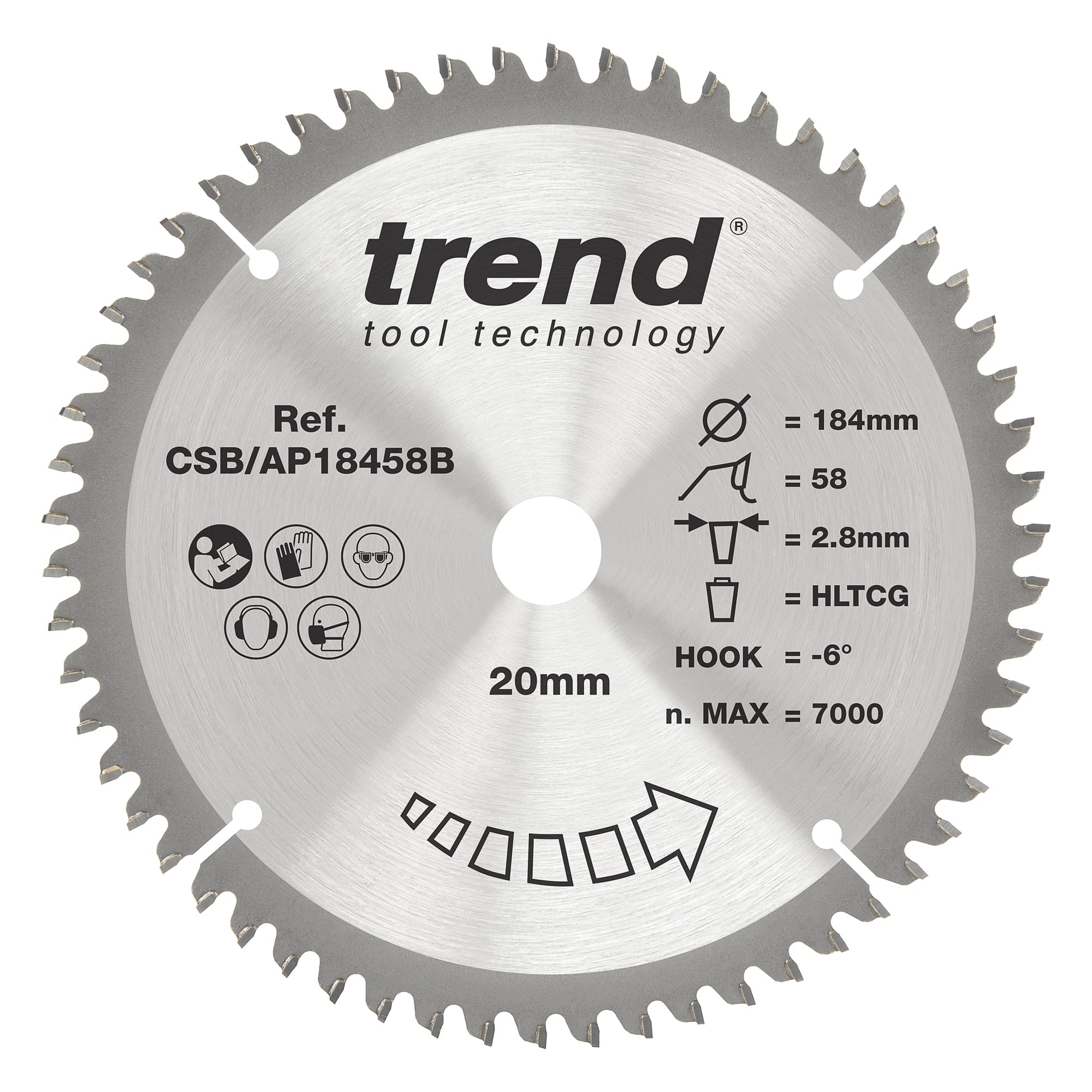 Trend CRAFTPRO Aluminium and Plastic Cutting Saw Blade 184mm 58T 16mm