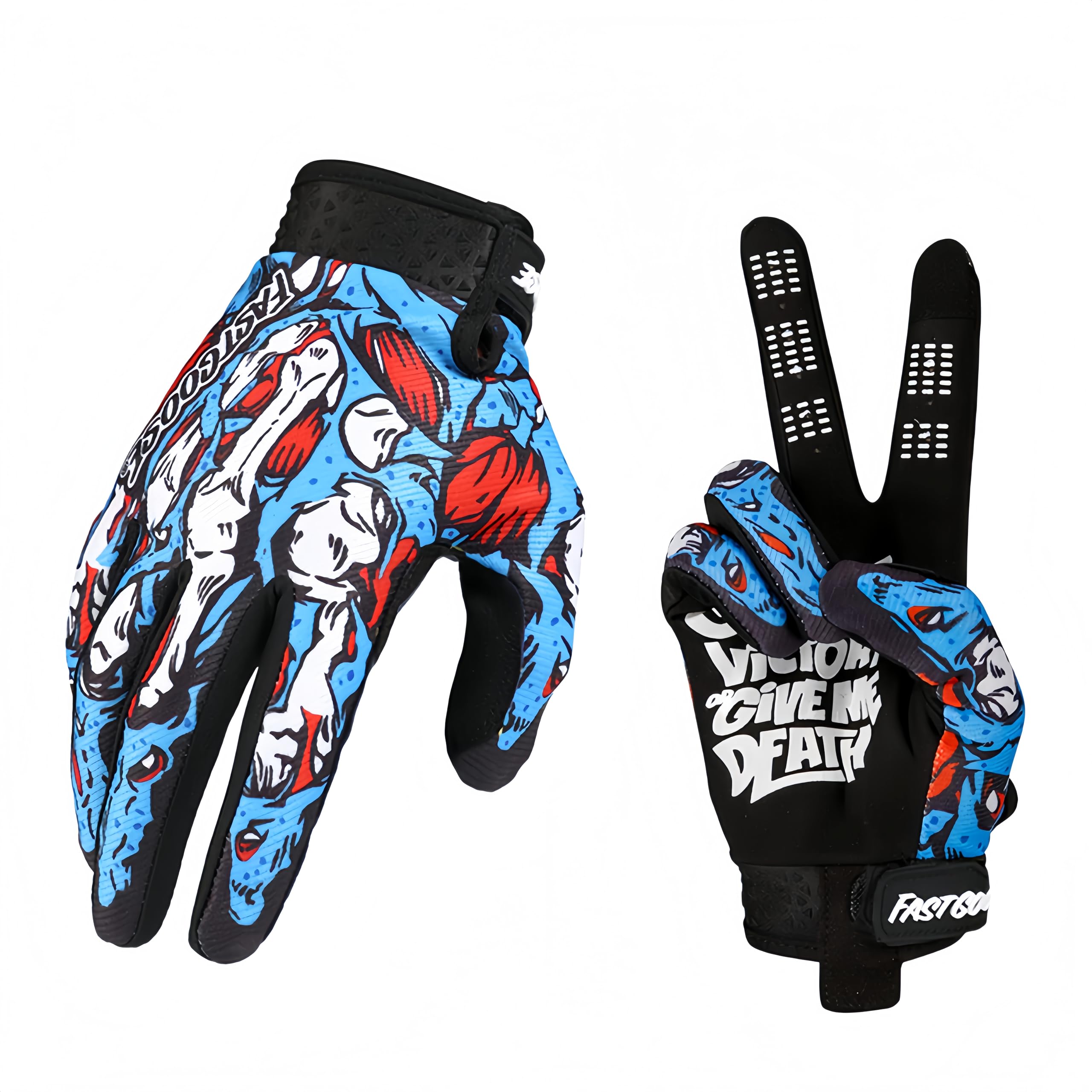 Ghost-Eye Graffiti Full Finger Breathable Motorcycle Glove Motocross Motorbike ATV Off Road Racing Sports Cycling Gloves for Men