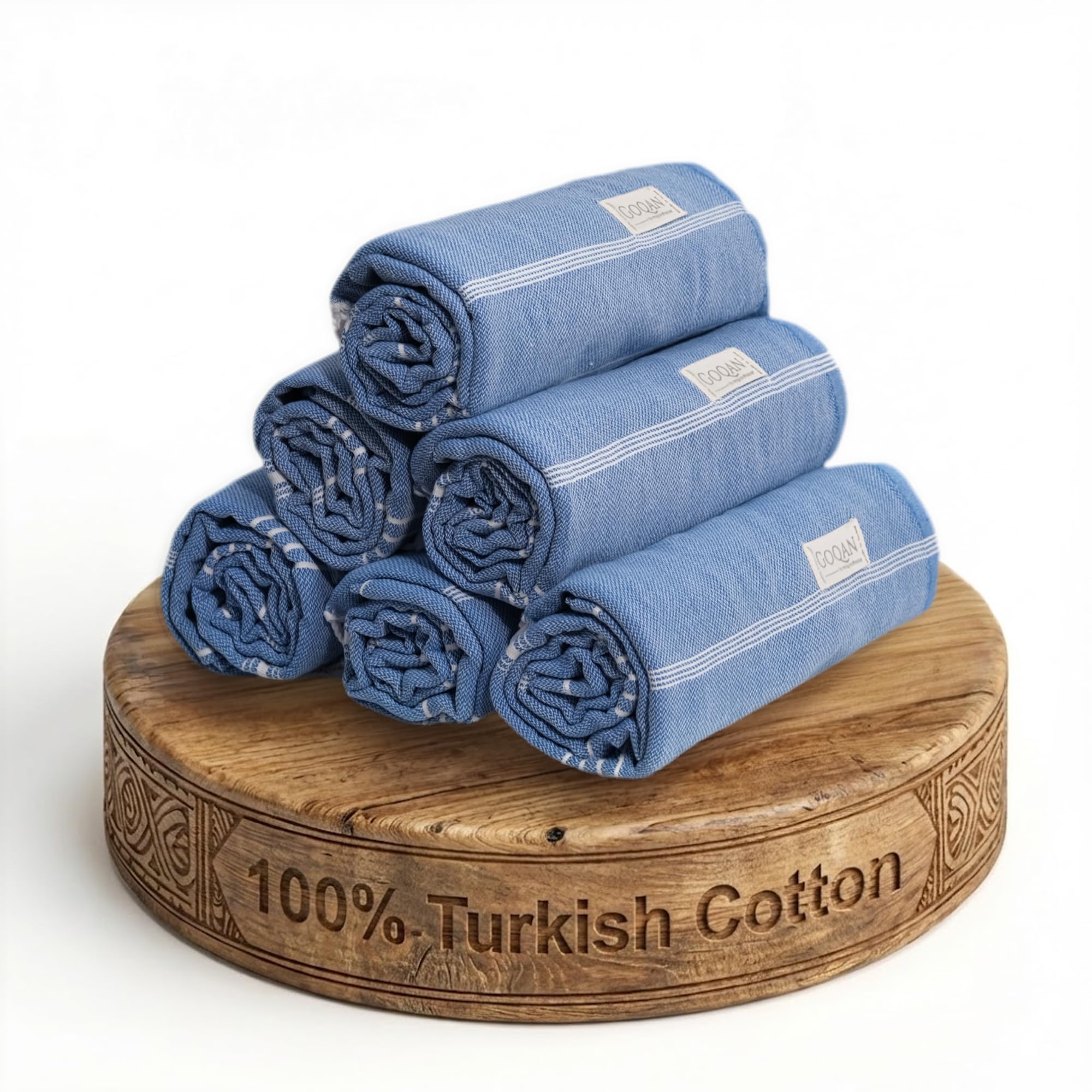 Goqan Turkish Beach Towels Oversized 6 Pack 39x71, Large Beach Blankets, 100% Cotton Sand Free, Quick Dry Pool Towel Set, Beach Essentials for Family