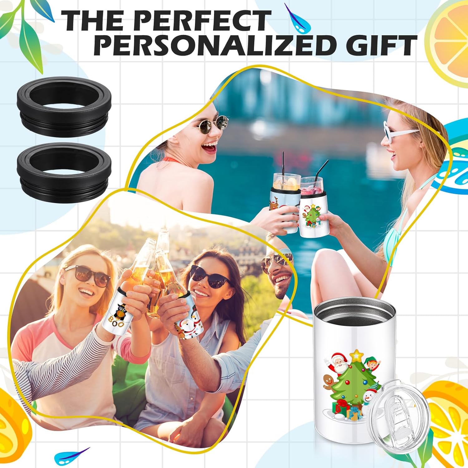 Baderke 4 Pack Sublimation Can Cooler Blank Sublimation Can Holder Stainless Steel Insulated Can Cooler Sublimation Tumbler Beer Can Cooler for Travel Birthday Graduation Mother's Day DIY Gifts(12oz) - Image 6