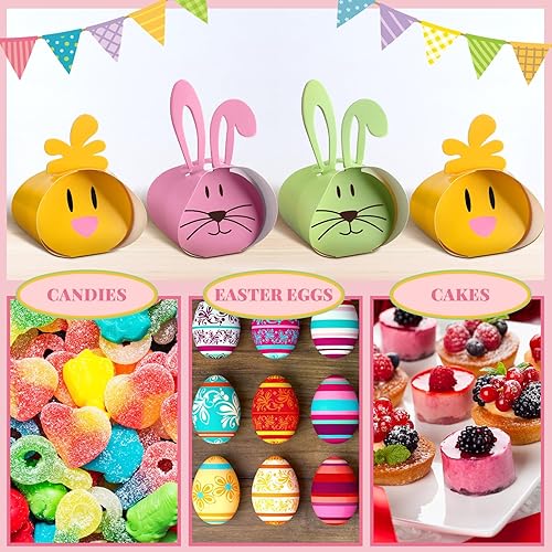 Miniatura 3 de Teling 36 cajas de Pascua de papel, cajas de regalo de Pascua, lindas cajas de regalo de dulces de Pascua, bolsas de regalo de dulces de Pascua,