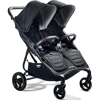 Valco Baby - Trend Duo Double - Side by Side Double Stroller for Newborn and Toddler - Easy Compact Fold, Multi-Position Recline, Large Canopy Infant Twin Stroller 2025 (Night Black)