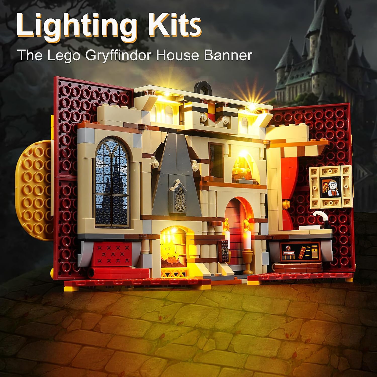 LED Lighting Kit for Lego Harry Potter Gryffindor House Banner Set, LED Light Compatible with 76409 Building Block Models (Not Include Lego Set)