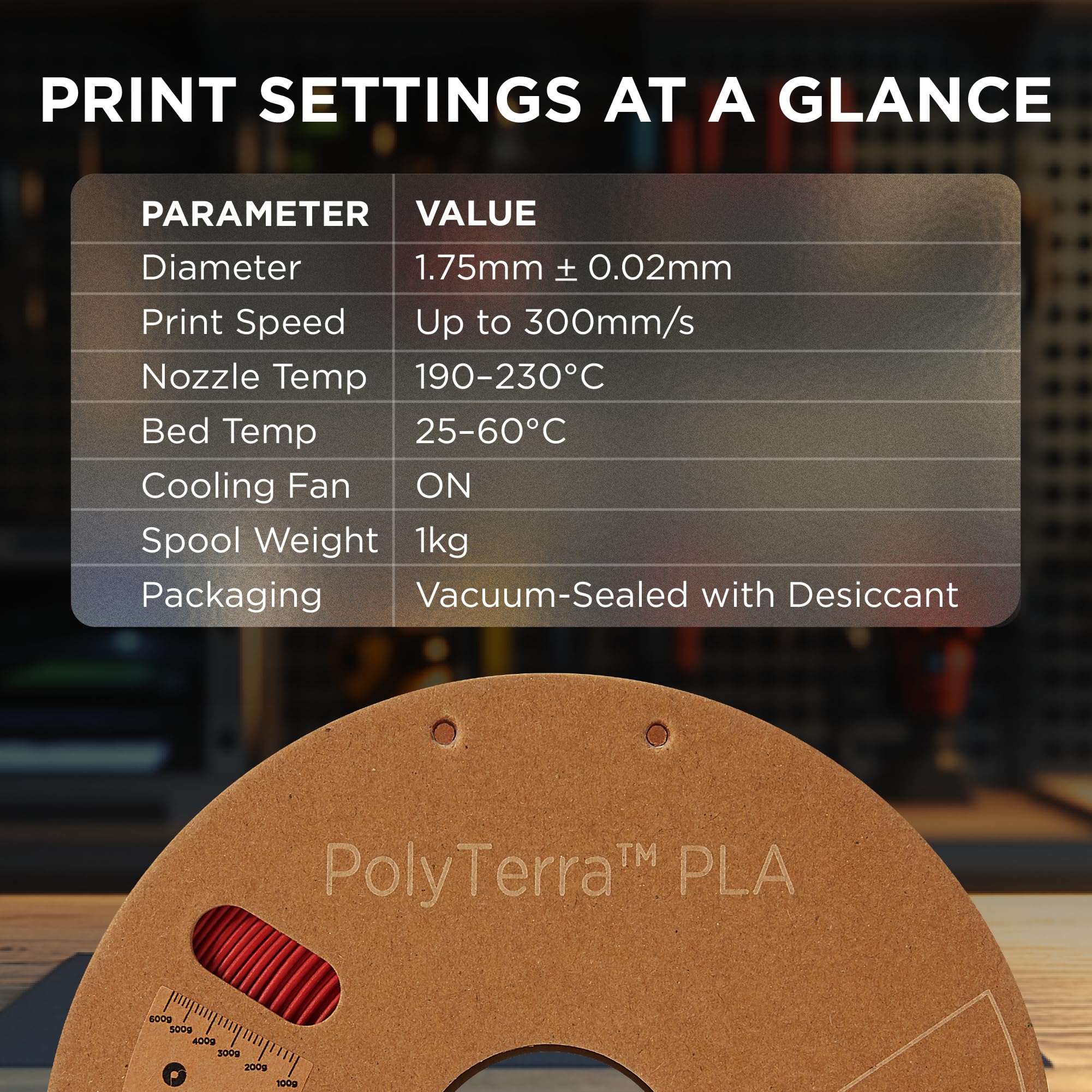Polymaker PolyTerra PLA Army Red - 1,75 mm - 1 kg