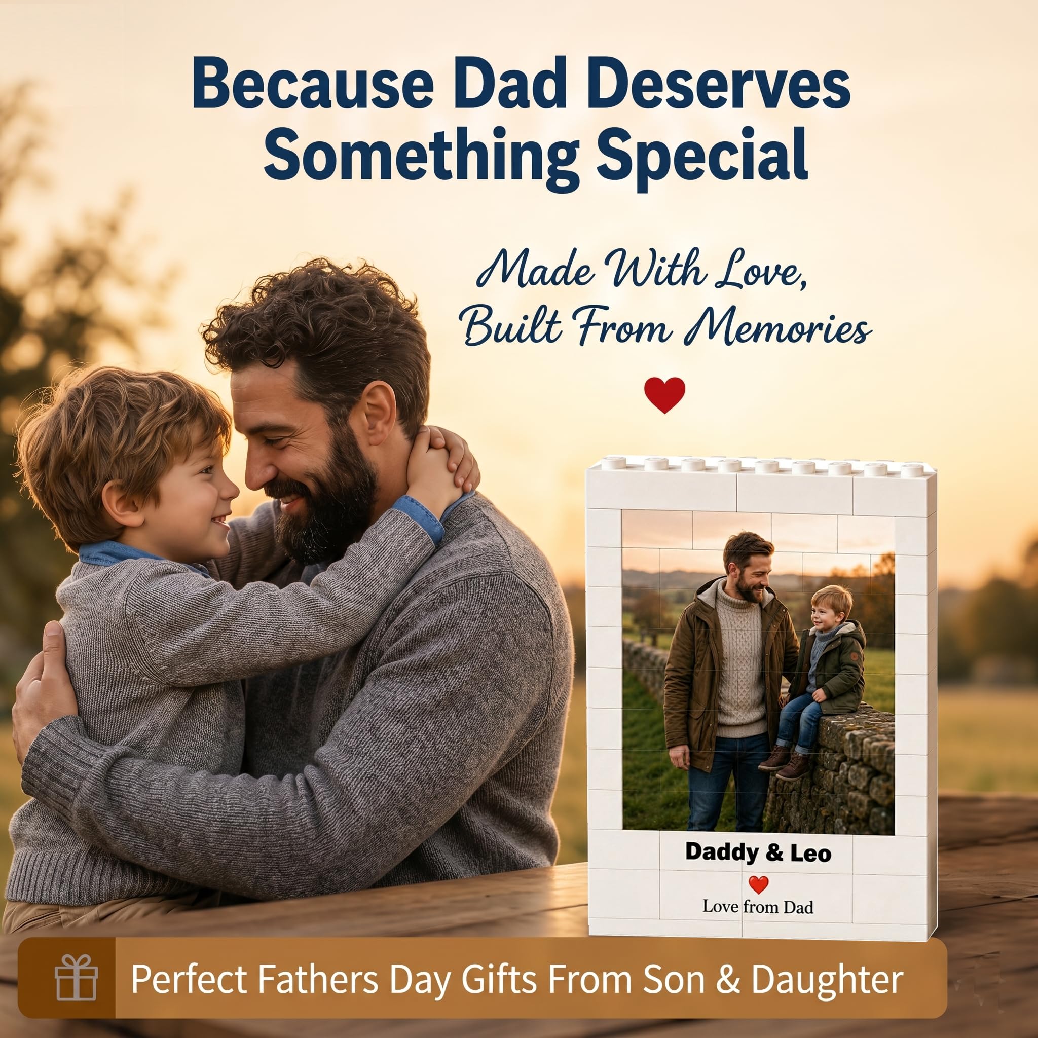 Personalised Photo Building Bricks Puzzle, Dad Gifts from Daughter Son, Custom DIY 3d Jigsaw Puzzle Board Photo Frame - Image 7