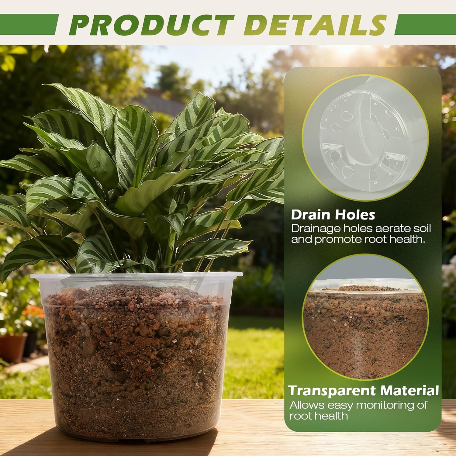 4/6/8/10 Inch Large Size Clear Nursery Pots for Plants, 16 Pack Plastic Plant Pots with Drainage Holes, Durable Seedling Starter Pot for Succulents Flowers Herb Vegetables