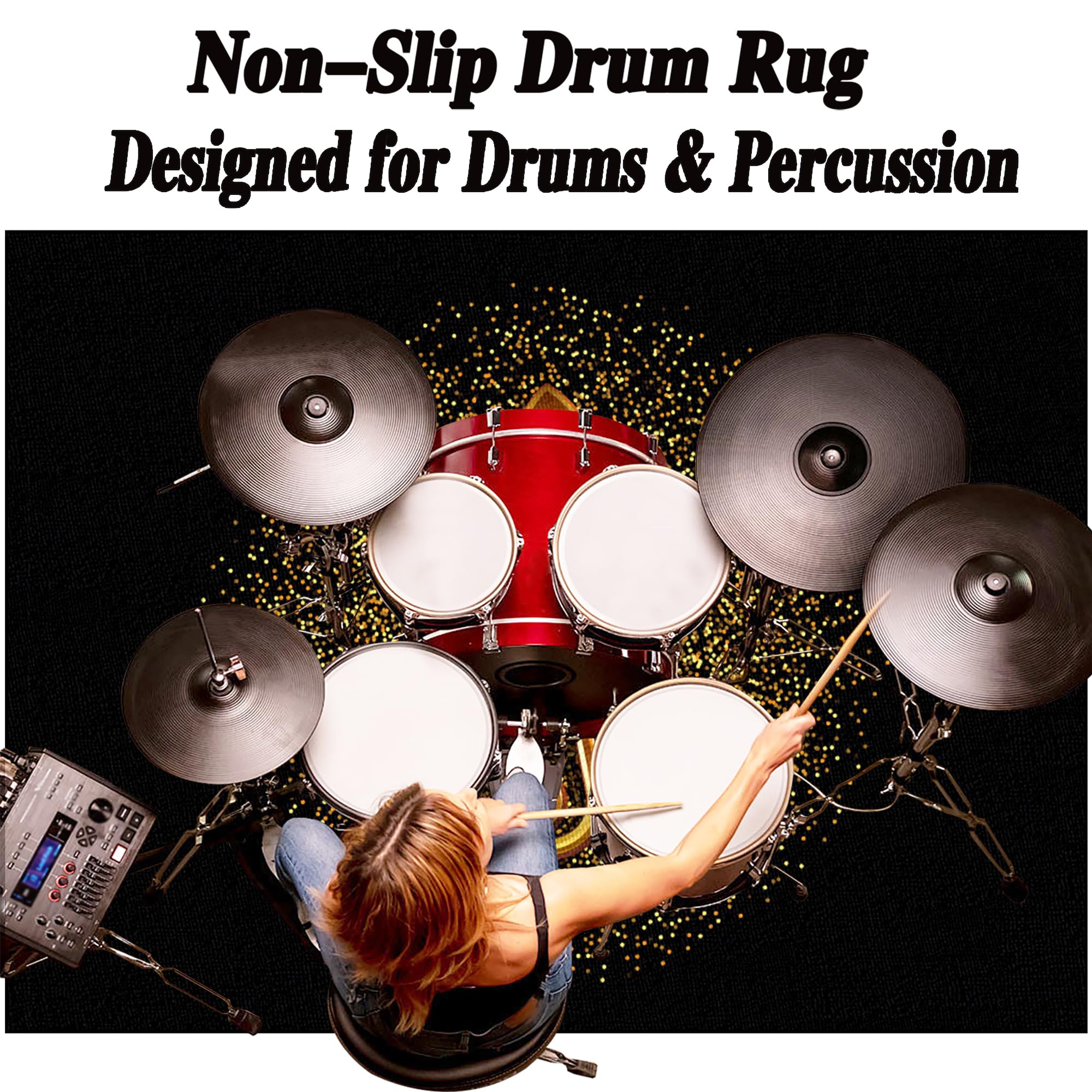 Schlagzeug Teppich Schlagzeugteppich Schallschutz Akustik Teppich Schallschutzmatte Drum Rug Drum Matte Trommelteppich rutschfeste Trommel Teppiche für Bass Drum Snare Jazz Drumteppich 200 x 160 cm
