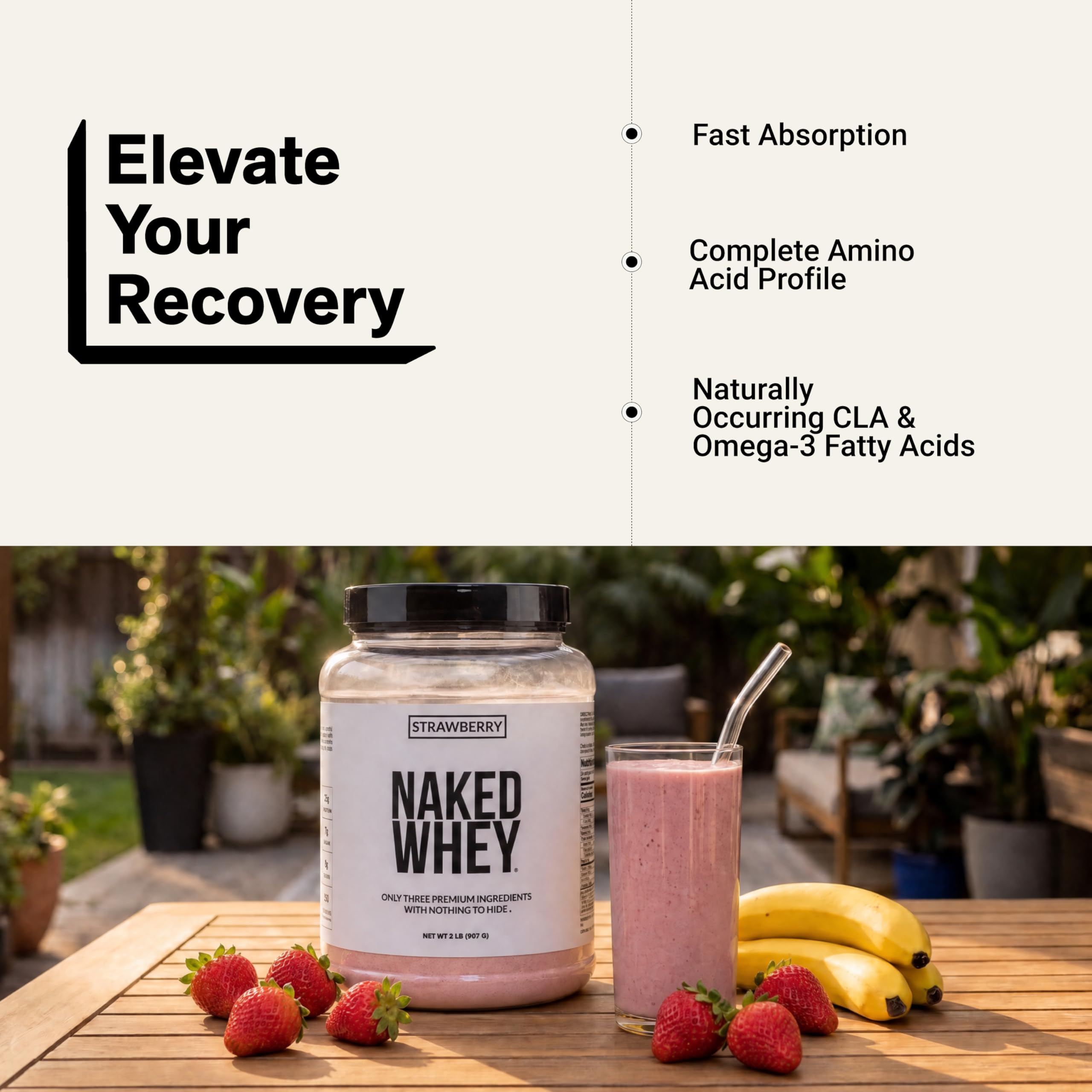 NAKED Strawberry Whey Protein Powder, Only 3 Ingredients, 25g Grass Fed Whey Protein Powder, Aid Muscle Growth & Recovery - 24 Servings — Amazon image 6