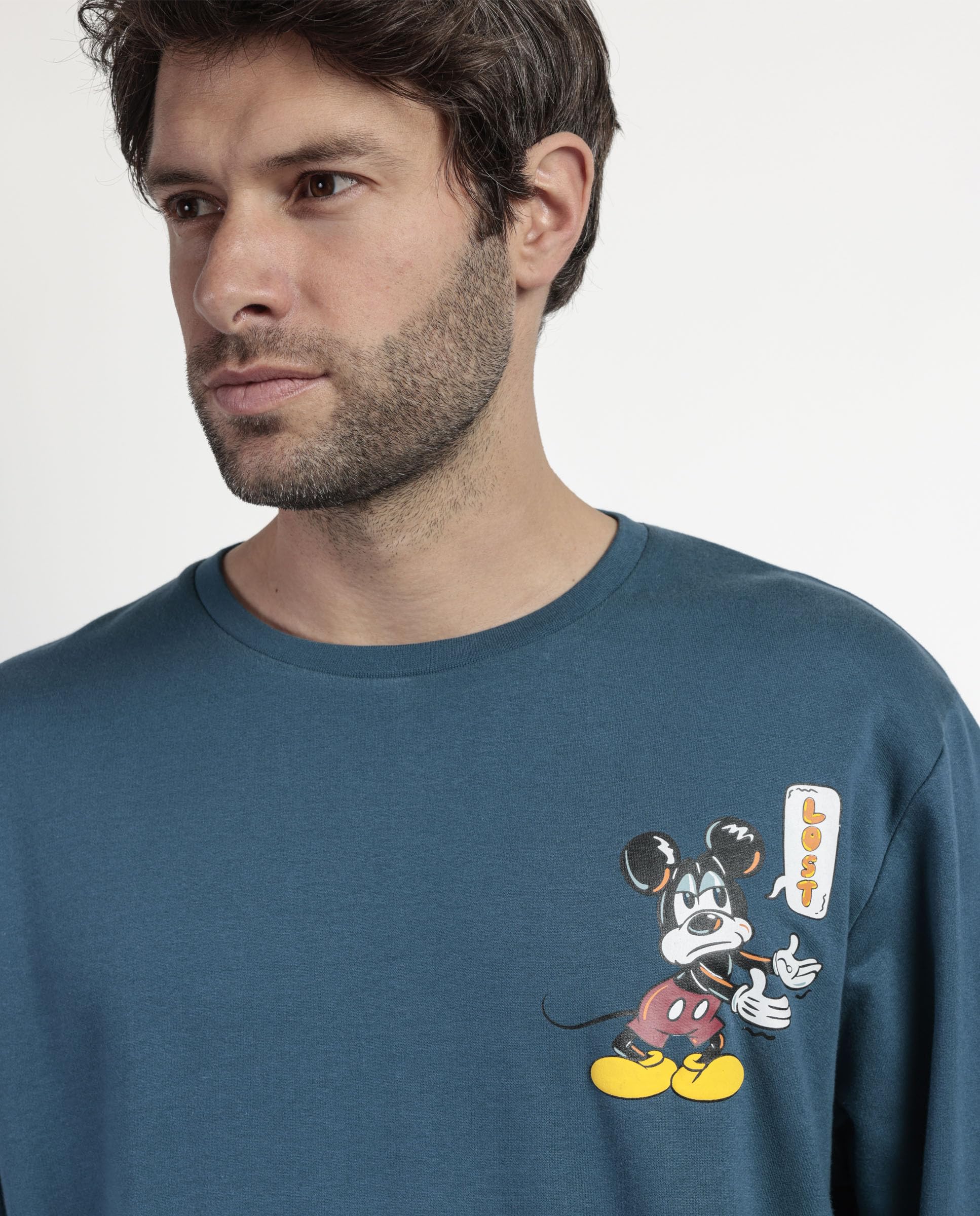 Disney Pijama Manga Larga Felpa Lost Mickey para Hombre