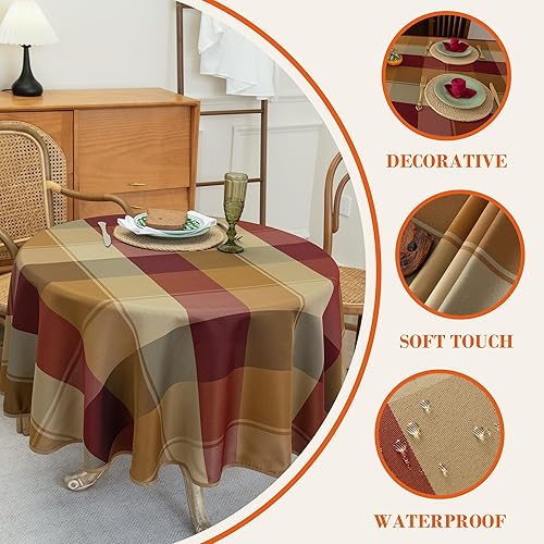 Miniatura 10 de LOSIVISHE Mantel rectangular de Navidad de 60 x 84 pulgadas, mantel impermeable para decoración navideña, mantel de tela lavable reutilizable para