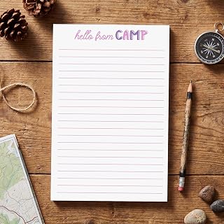 50 Pcs Fill in the Blank Camp Notepads for Campers Stationery for Sleepaway Lined Summer Camps 5.5 x 8.5 Inches for Campers Boys and Girl(Girls Hello from Camp,Pink)