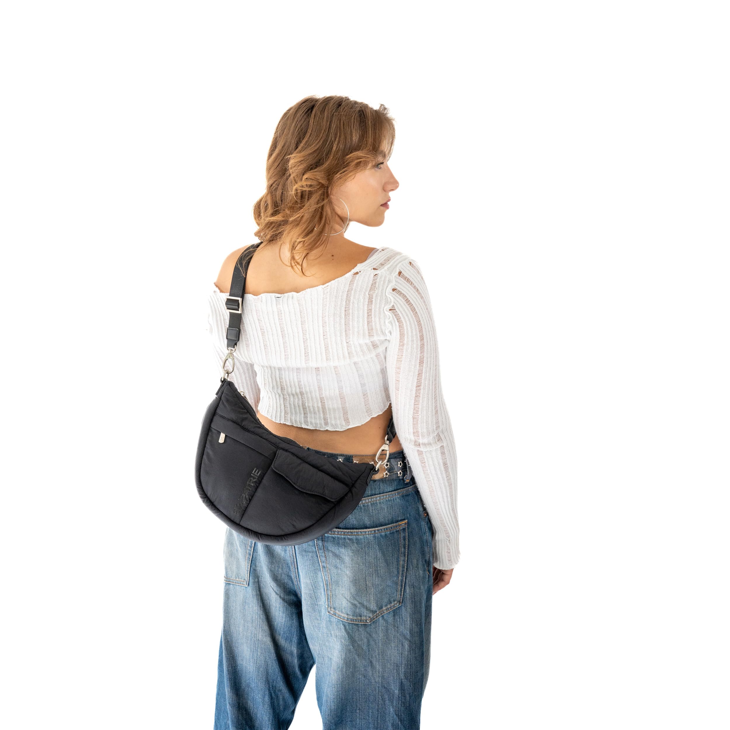 Expatrié Borsa a Tracolla Donna - Vivy - Borsetta Mezzaluna - Borsa Piumino Piccola - Soft Crossbody Half Moon Bag - Regolabile Marsupio alla Moda - Impermeabile