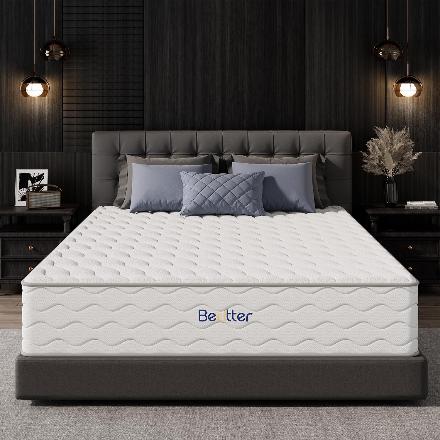 14 Inch King Size Mattress, Luxury Cooling Hybrid Mattress with Ice Silk Cover & Gel Memory Foam, 7-Zone Support, Extra Firm Bed for Couples, Strong Edge Support, No Sagging & Motion Isolation