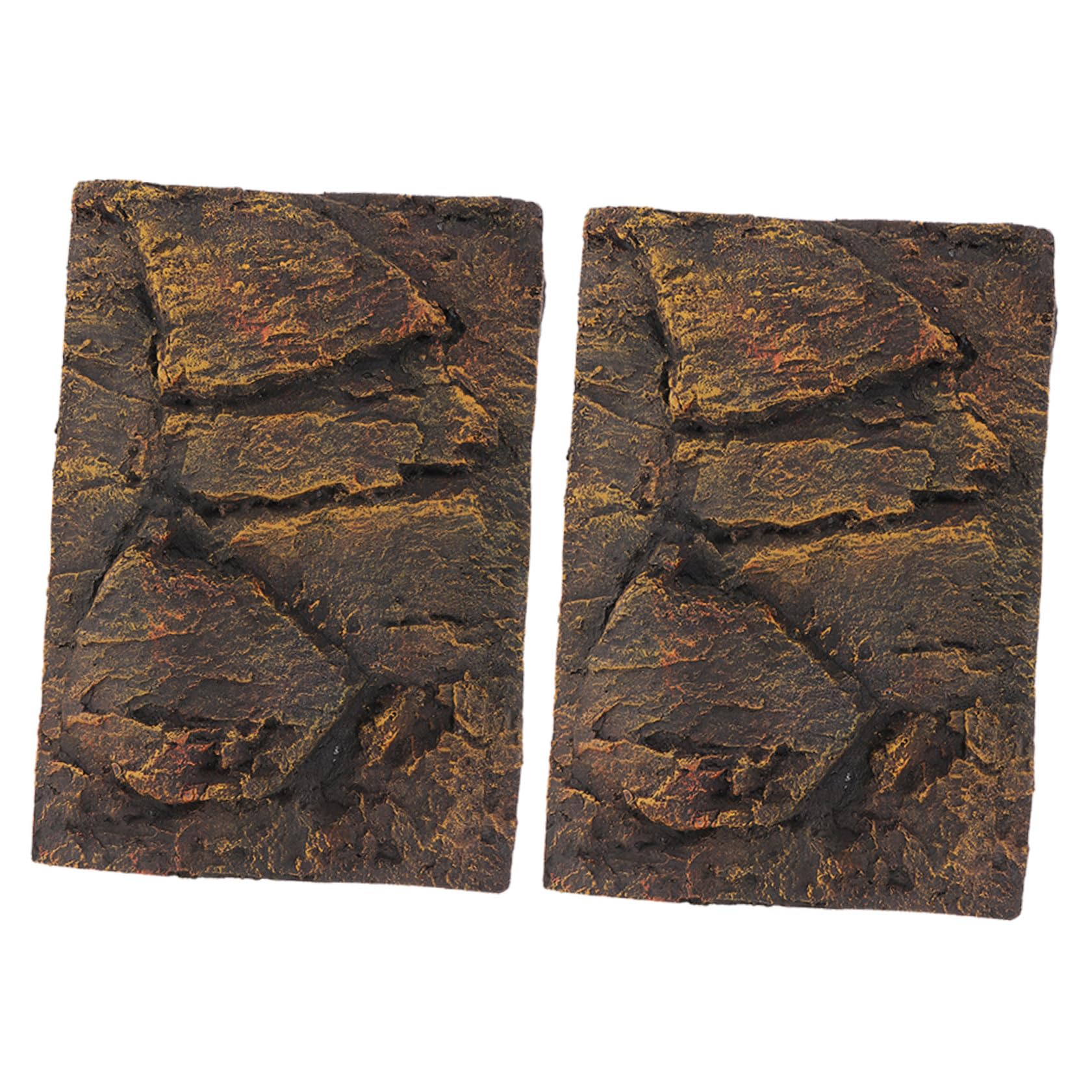 Cabilock Tablero Decorativo de Fondo 3D para Terrario de Reptiles, Fondo de Pecera para Tanque de Tortugas, Material PU Resistente, Diseño Natural Amarillo, Paquete 2 Piezas, Adecuado